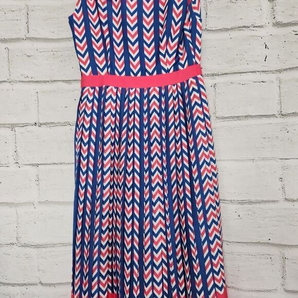 Modcloth Women's Just My Typist Pink Blue Print Sleeveless Collared Dress Sz XS - Picture 6 of 14